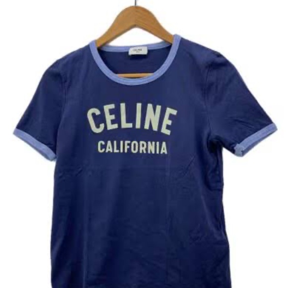 CELINE  California 70'S Cotton T-Shirt BLUE medium M - Picture 9 of 9